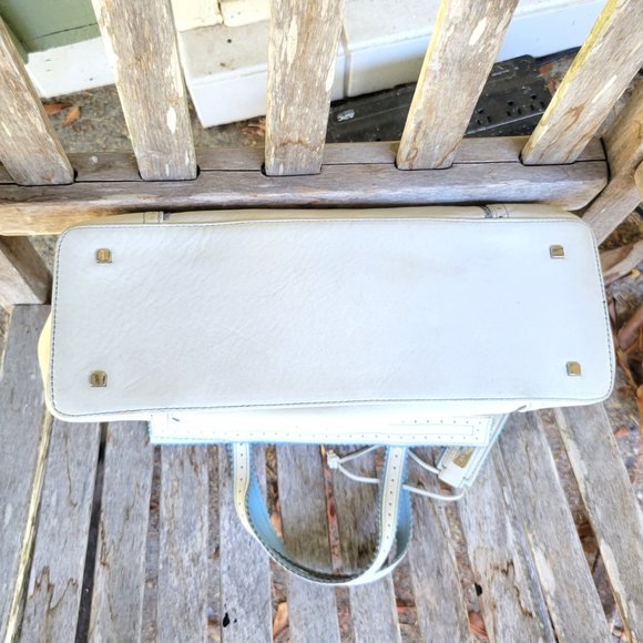 ANTONIO MELANI Off White Nubuck Leather Satchel Bag - Picture 7 of 7